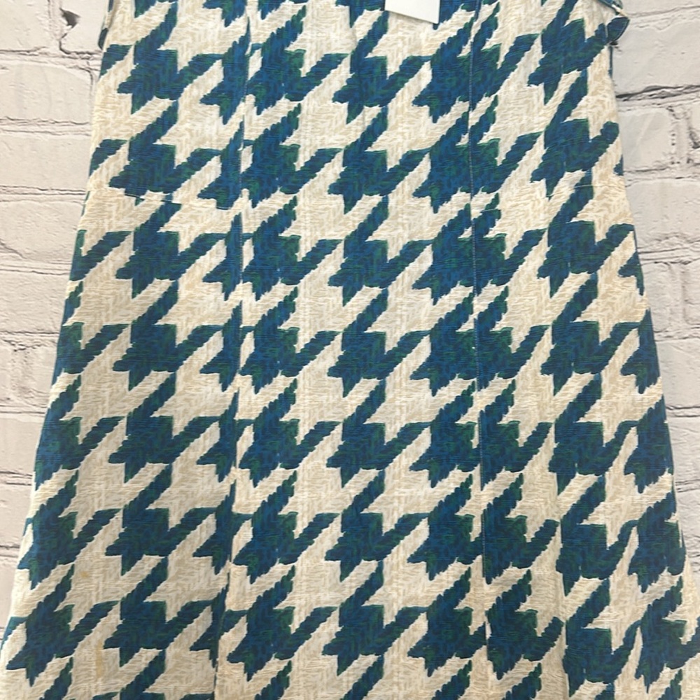 Coach Teal Blue Cream Houndstooth Ruffle Dress Size 2 Brand New W/Tags - Picture 6 of 16